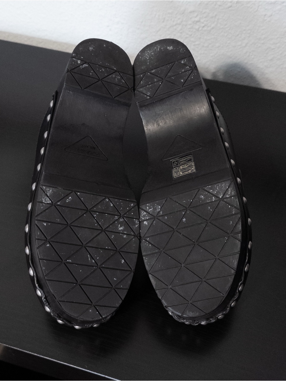 PRADA Mules Clogs Black Leather Studded Platform, Size 7 / EU 38 - Picture 6 of 13